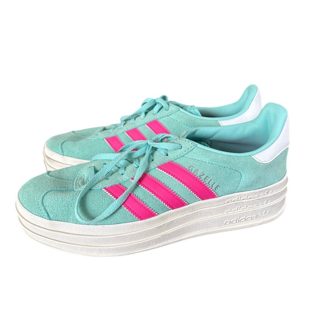 Adidas Women's Gazelle Bold Sneakers Platform Flash Aqua Lucid Pink Size 9